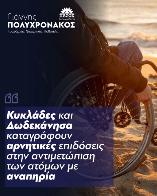 Κυκλάδες και Δωδεκάνησα καταγράφουν αρνητικές επιδόσεις στην αντιμετώπιση των ατόμων με αναπηρία